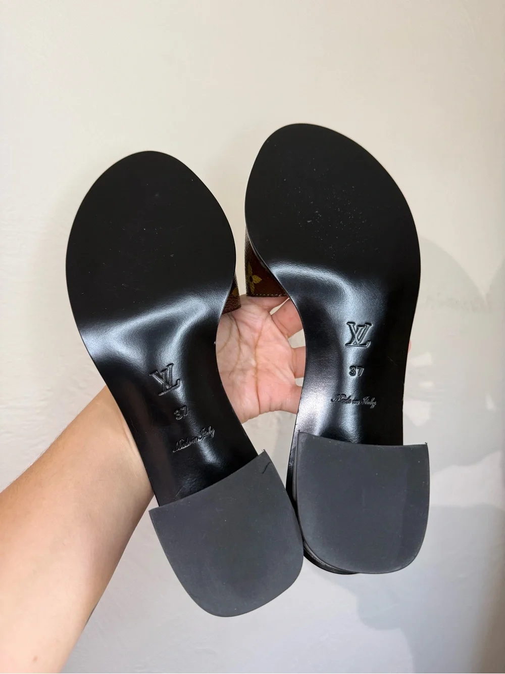 Louis Vuitton LV Frame Mule Cacao Monogram Heels Size 37